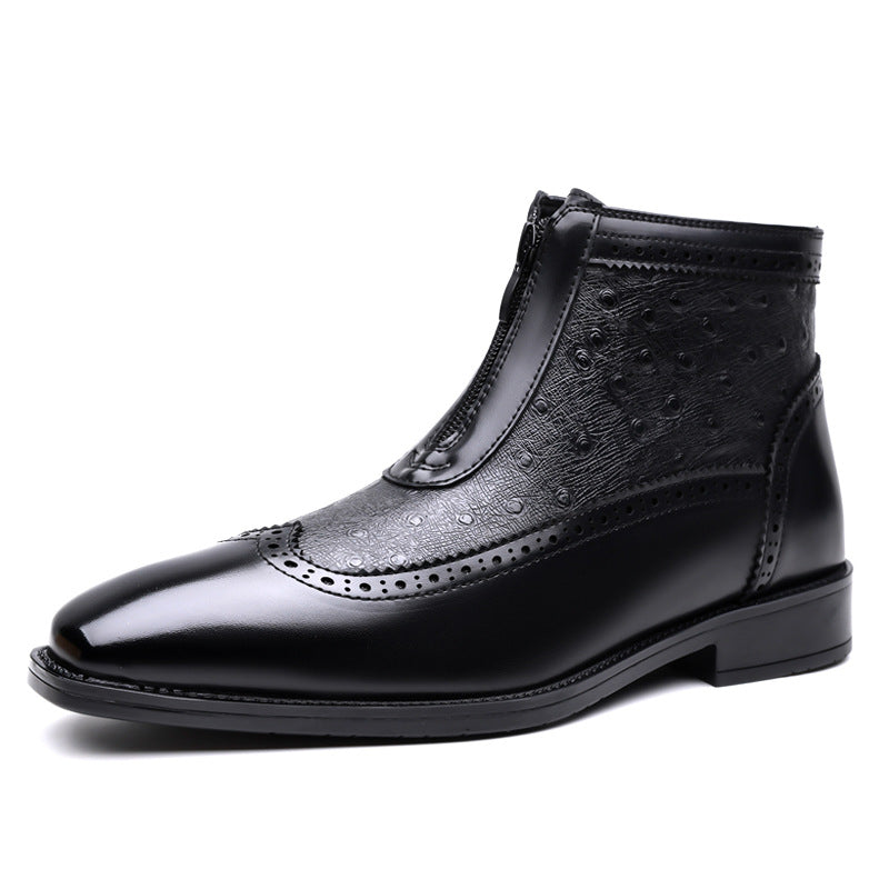 Enzo Ostrich-Embossed Boots