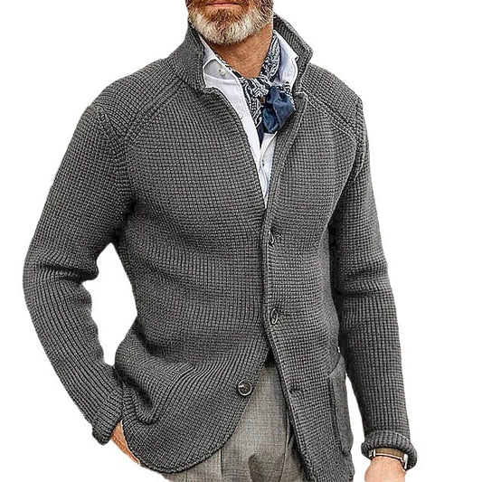 Hartley Waffle-Knit Lapel Cardigan