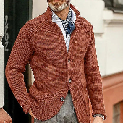 Hartley Waffle-Knit Lapel Cardigan