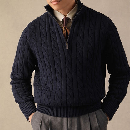 Chatsworth Cotton Cable-Knit Quarter-Zip Jumper