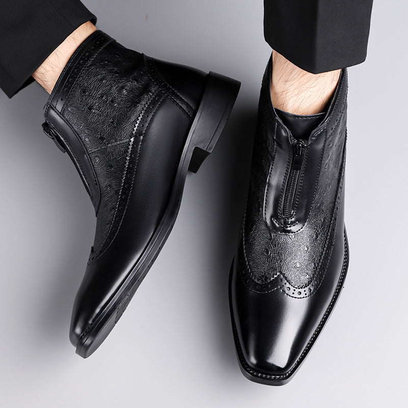 Enzo Ostrich-Embossed Boots