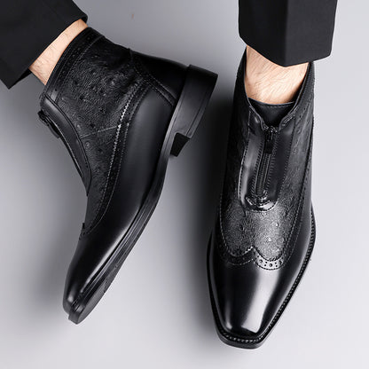 Enzo Ostrich-Embossed Boots