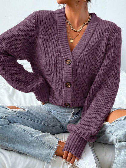 Isla Ribbed V-Neck Cardigan