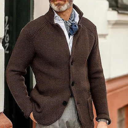 Hartley Waffle-Knit Lapel Cardigan