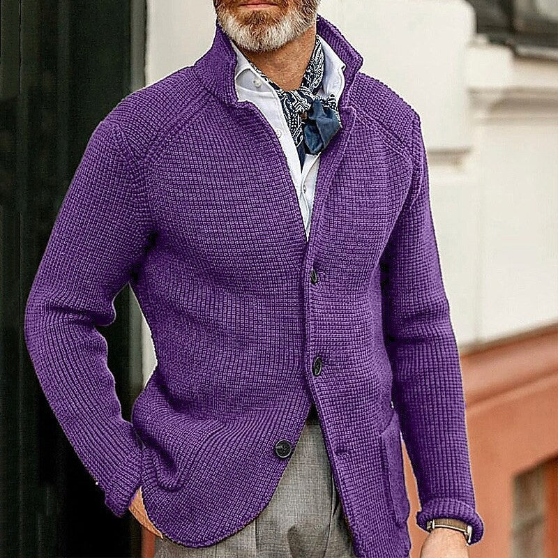 Hartley Waffle-Knit Lapel Cardigan