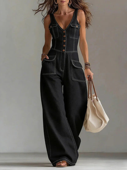 Rosley Denim Jumpsuit Sleeveless Overalls