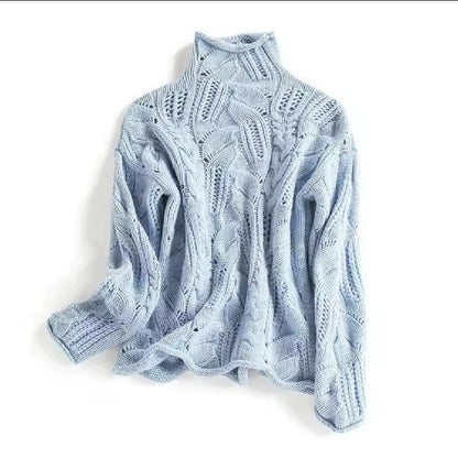 Bibury Open Cable-Knit Roll-Neck Jumper