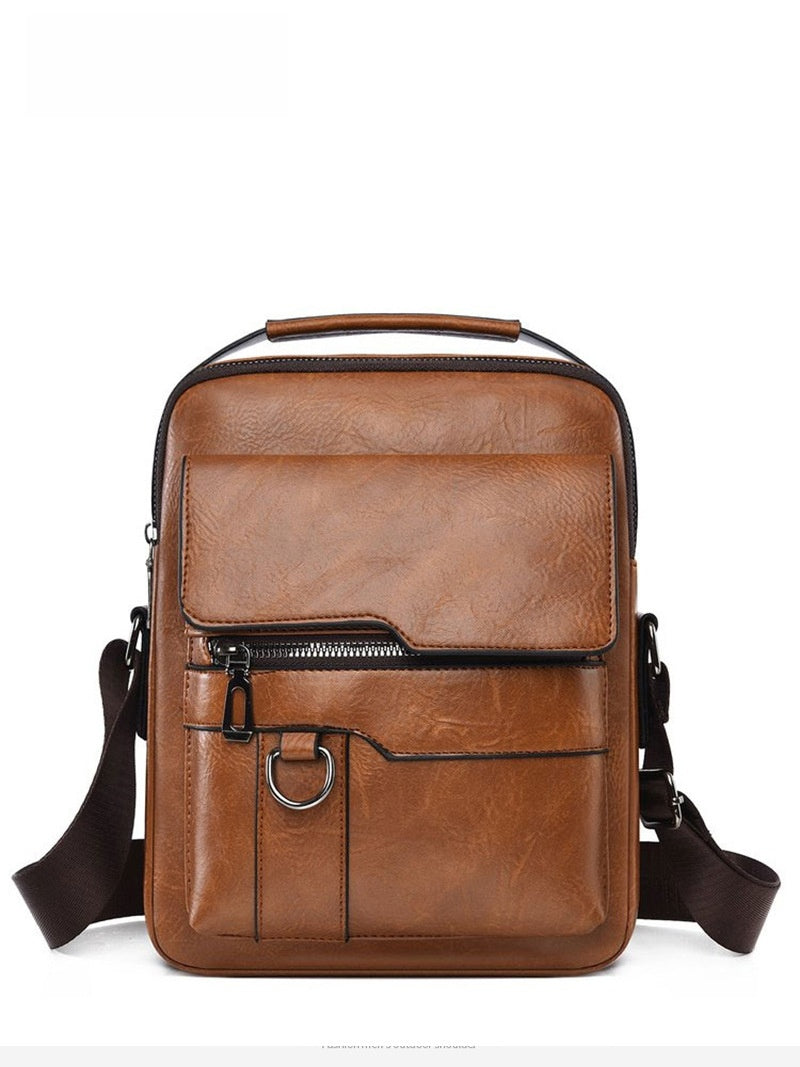PU Leather Multi-Layer Crossbody Bag for Men