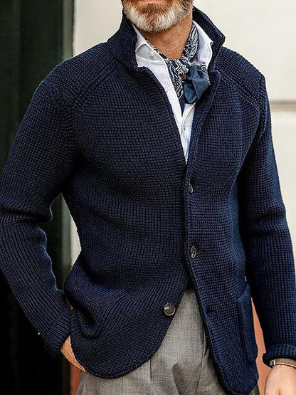 Hartley Waffle-Knit Lapel Cardigan
