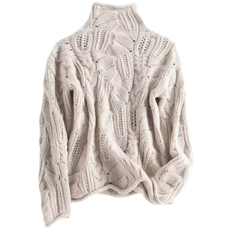 Bibury Open Cable-Knit Roll-Neck Jumper