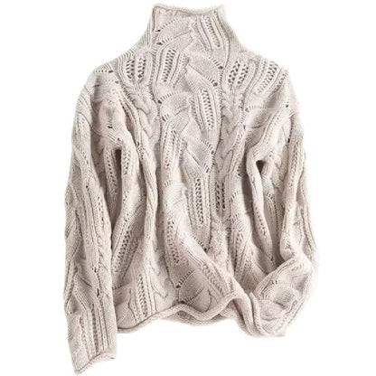Bibury Open Cable-Knit Roll-Neck Jumper