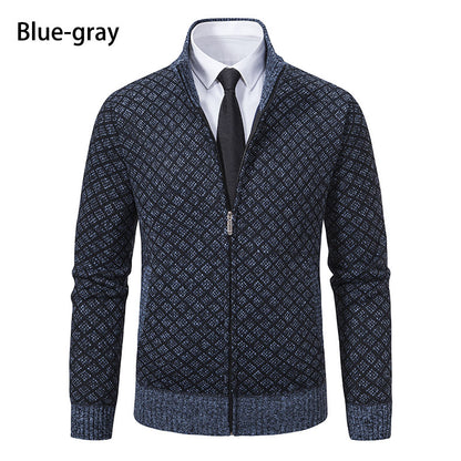 Malvern Diamond-Knit Fleece-Lined Zip Cardigan