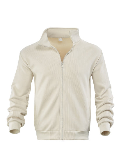 Harrogate Corduroy Funnel-Neck Zip Sweater