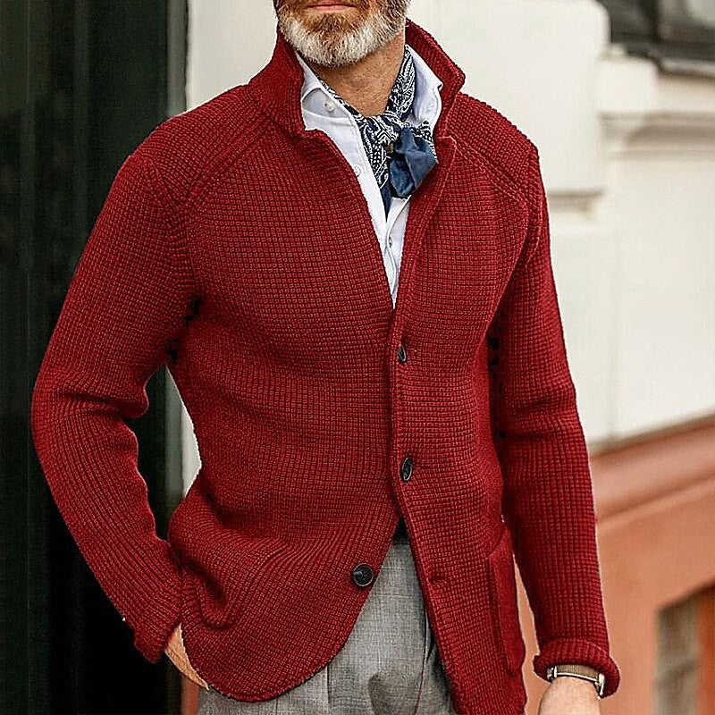 Hartley Waffle-Knit Lapel Cardigan