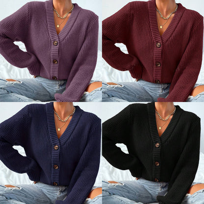 Isla Ribbed V-Neck Cardigan