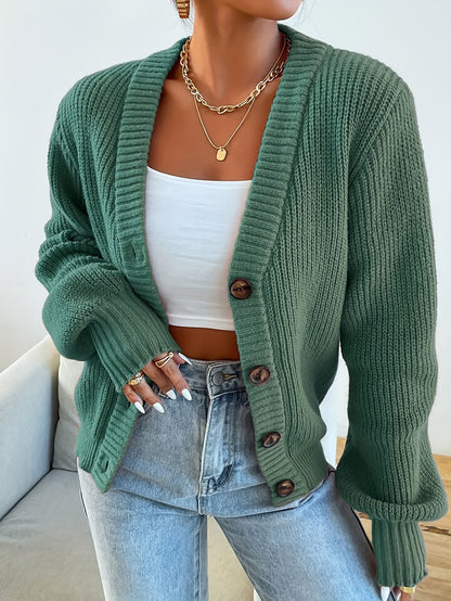 Isla Ribbed V-Neck Cardigan