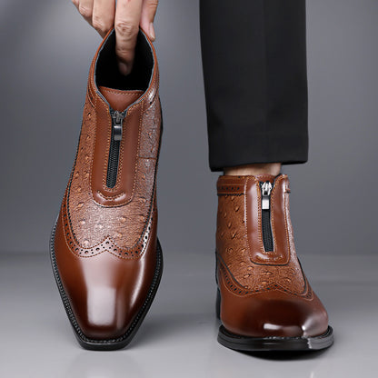 Enzo Ostrich-Embossed Boots