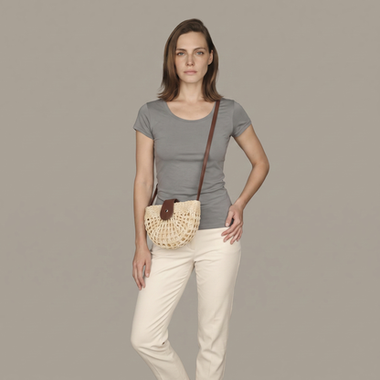 Woven Crossbody Bag – Boho, Handwoven, Adjustable, Lightweight