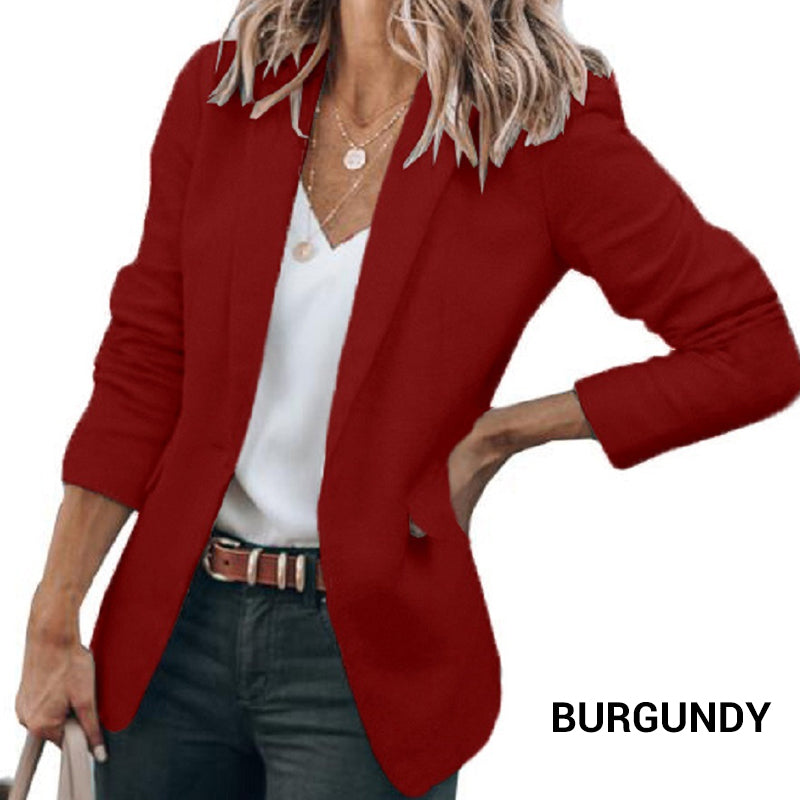 📢📢40% OFF !! ⏰ Elegant Soft Solid Color Lapel Buttons Jacket – Classic Collar, One-Button, Versatile ✨