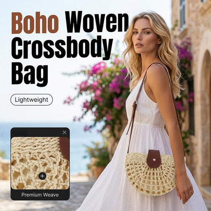Woven Crossbody Bag – Boho, Handwoven, Adjustable, Lightweight