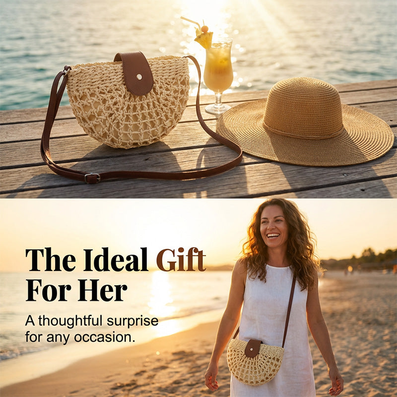 Woven Crossbody Bag – Boho, Handwoven, Adjustable, Lightweight