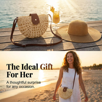 Woven Crossbody Bag – Boho, Handwoven, Adjustable, Lightweight
